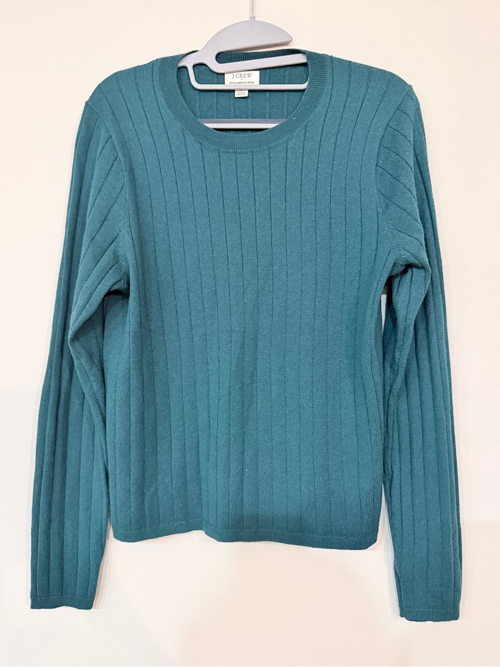 J. Crew Dark Teal Ribbed Crewneck Sweater - Women's